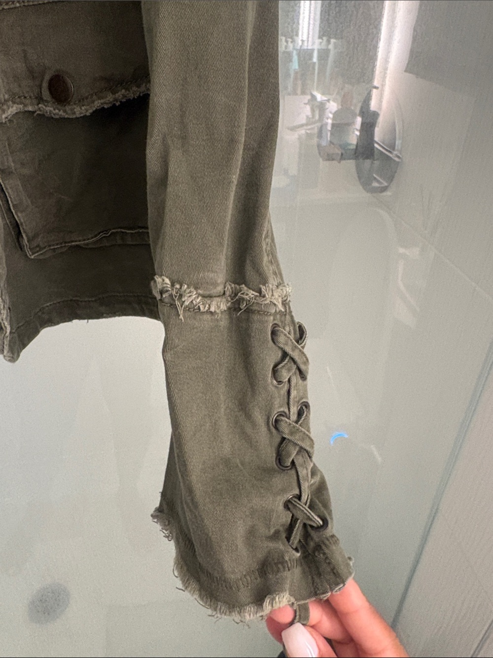 Free People Distressed Olive Utility Jacket - Picture 3 of 7
